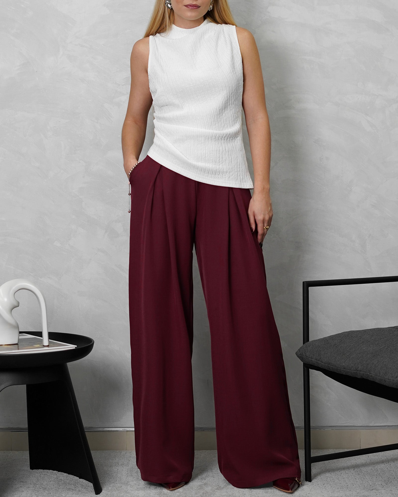 Pantalón ancho de una pinza grande