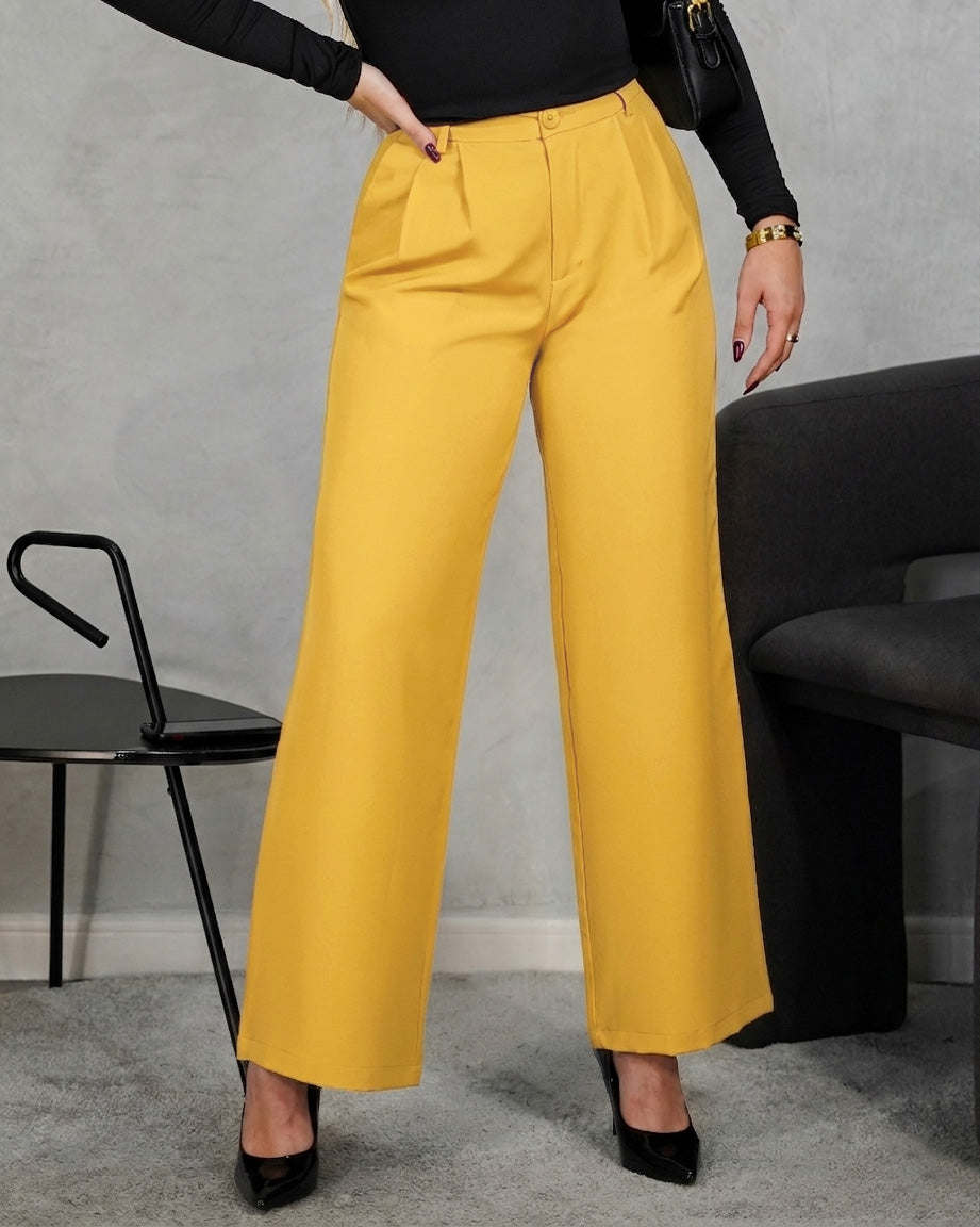 Pantalón ancho largo de boton