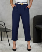 Pantalón recto con doblés en el tobillo