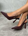 Stilettos altos semicompletos de gamuza con textura