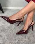 Stilettos semi completos con gancho rectangular atrás tacón grueso