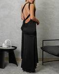 Vestido largo de seda con 2 tiras en espalda