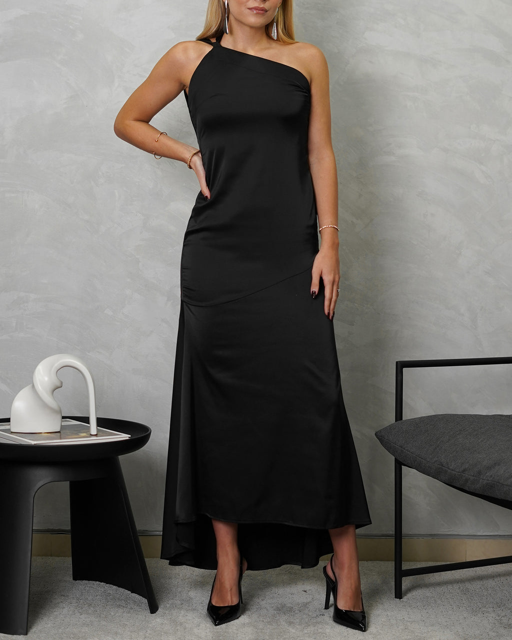 Vestido largo de seda con 2 tiras en espalda